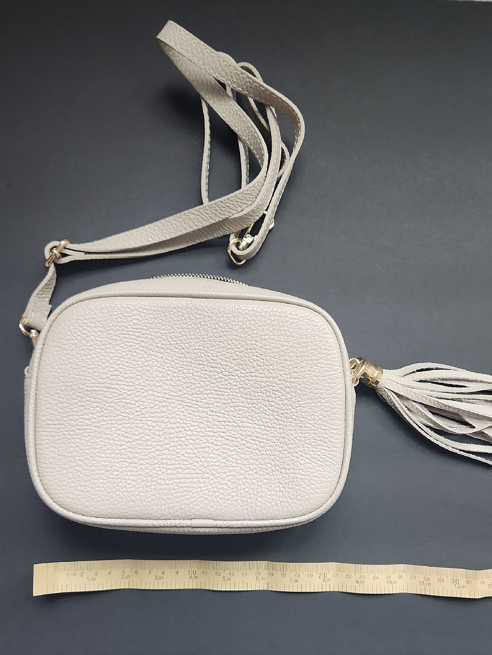 TakEasy Clay Italian Leather Crossbody Bag with Tassel